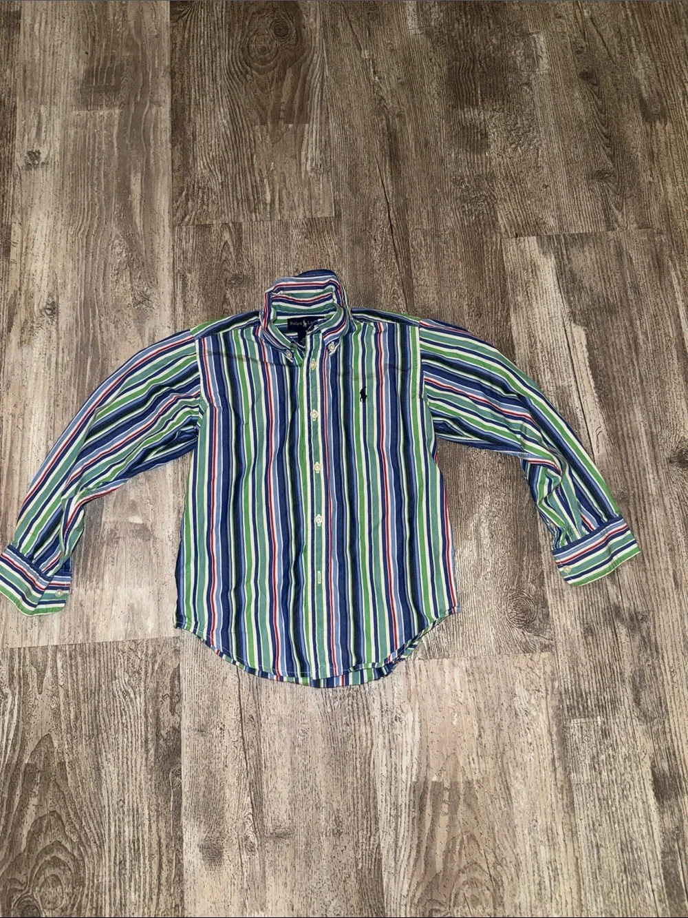 Ralph Lauren Multicolor Stripe Button-Down Shirt - Blue, Green & Navy